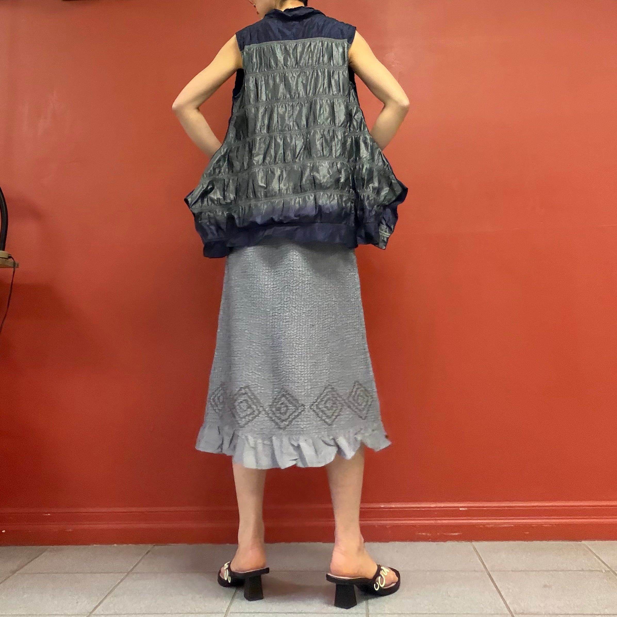 Pleated button up vest