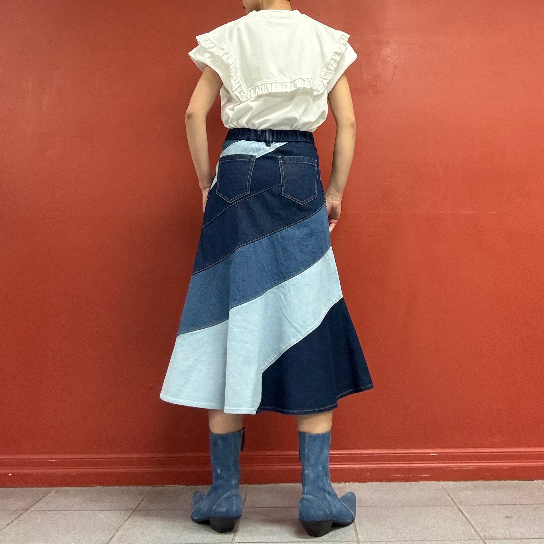 Patchwork Denim Skirt