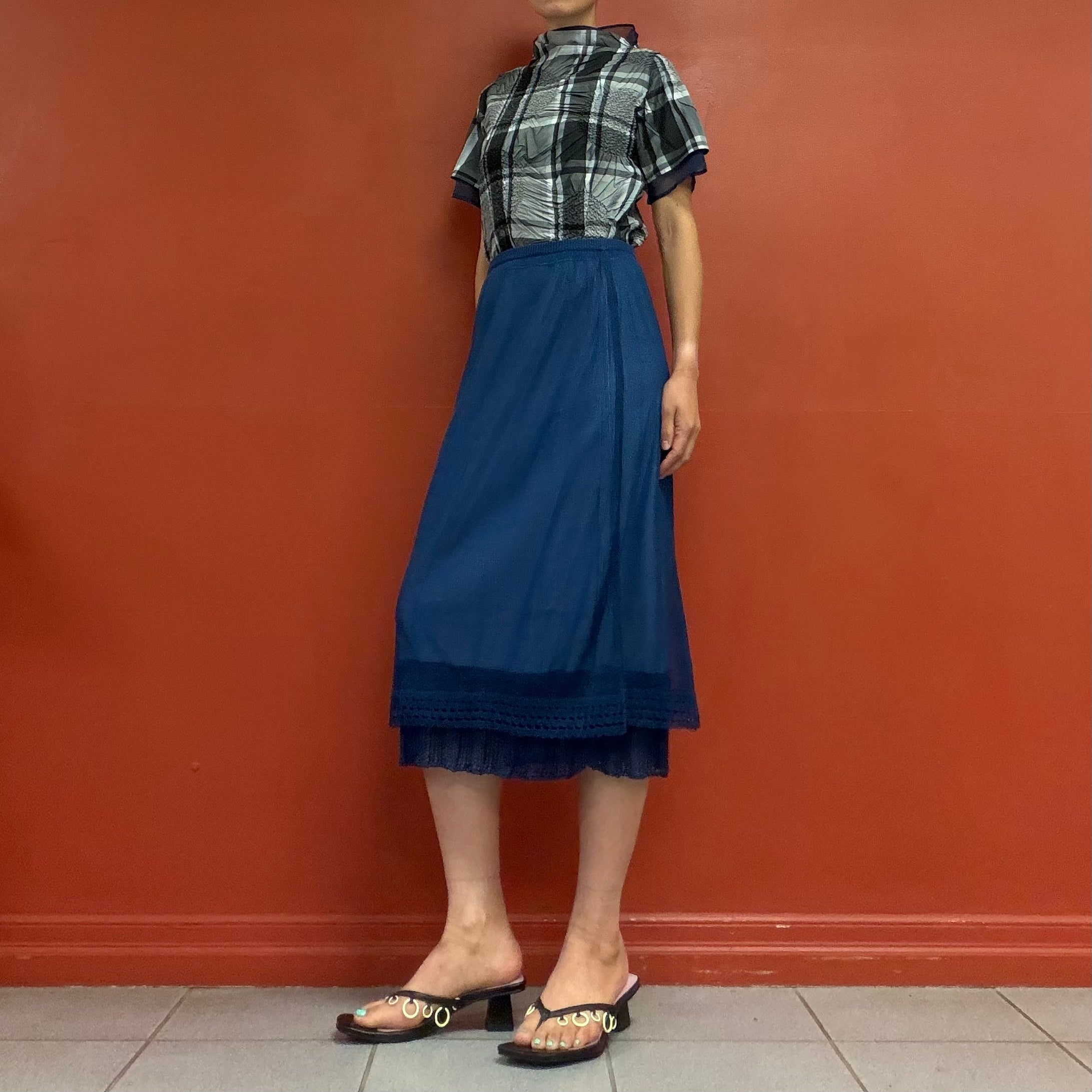 M.&KYOKO cobalt knit skirt