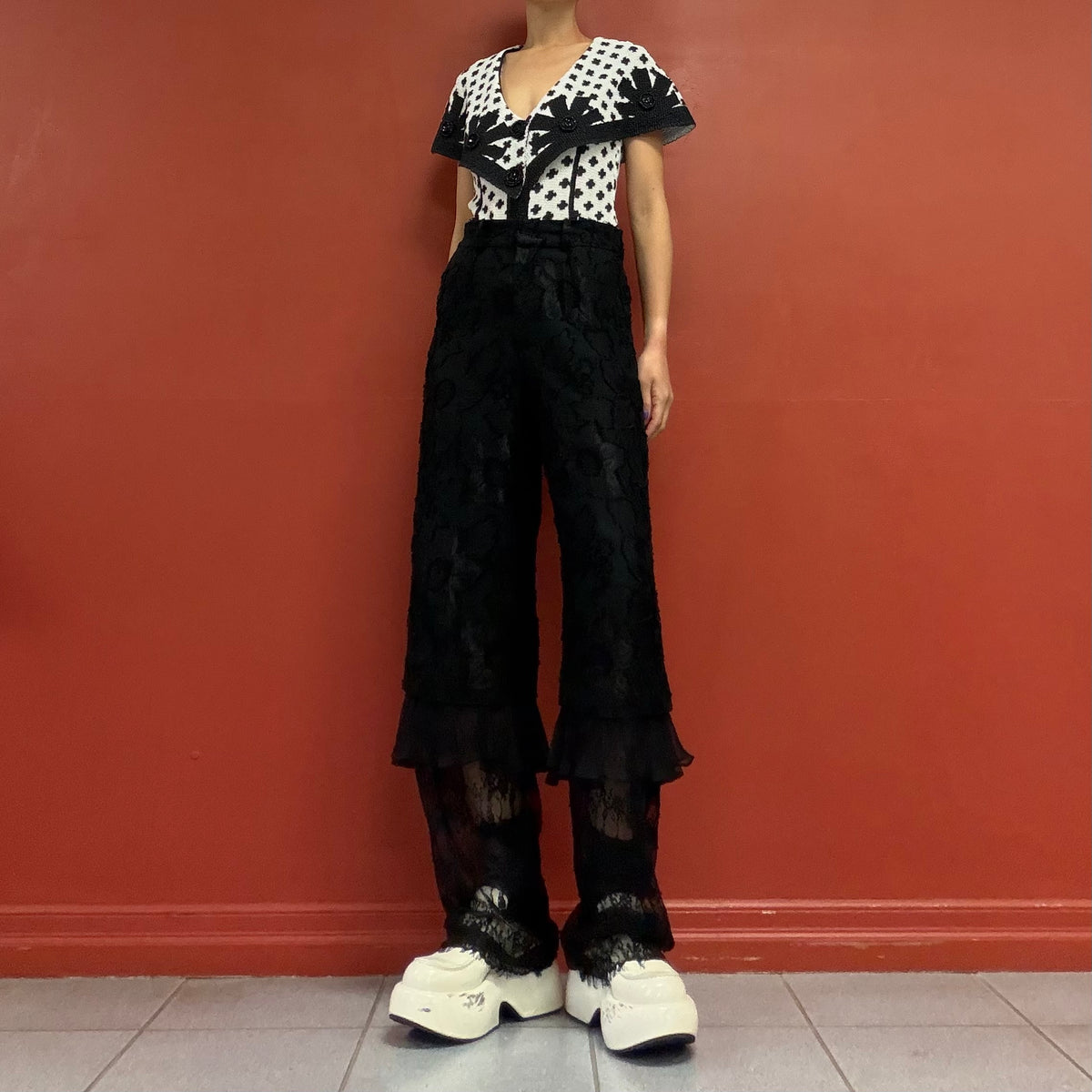 COLLINA STRADA layered lace pants