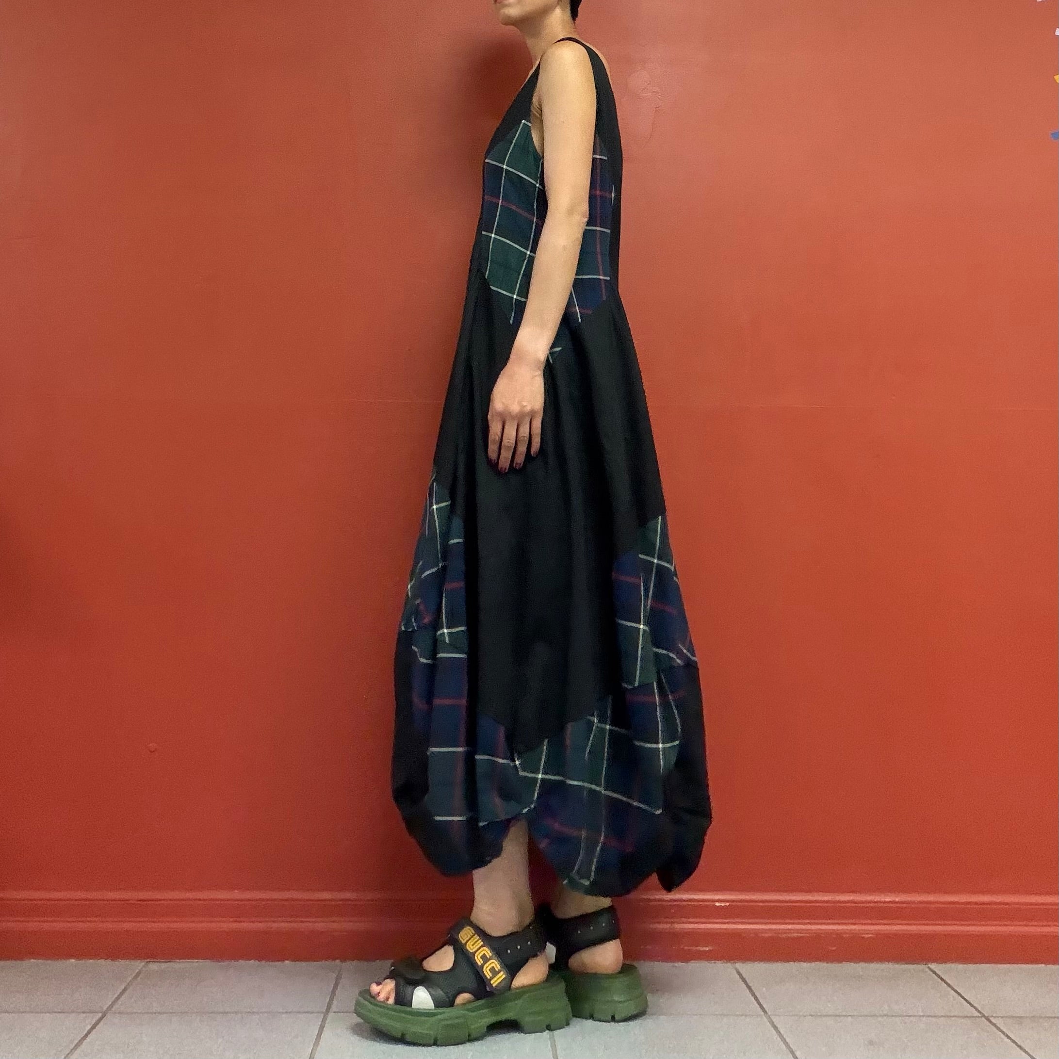 Patchwork balloon dress