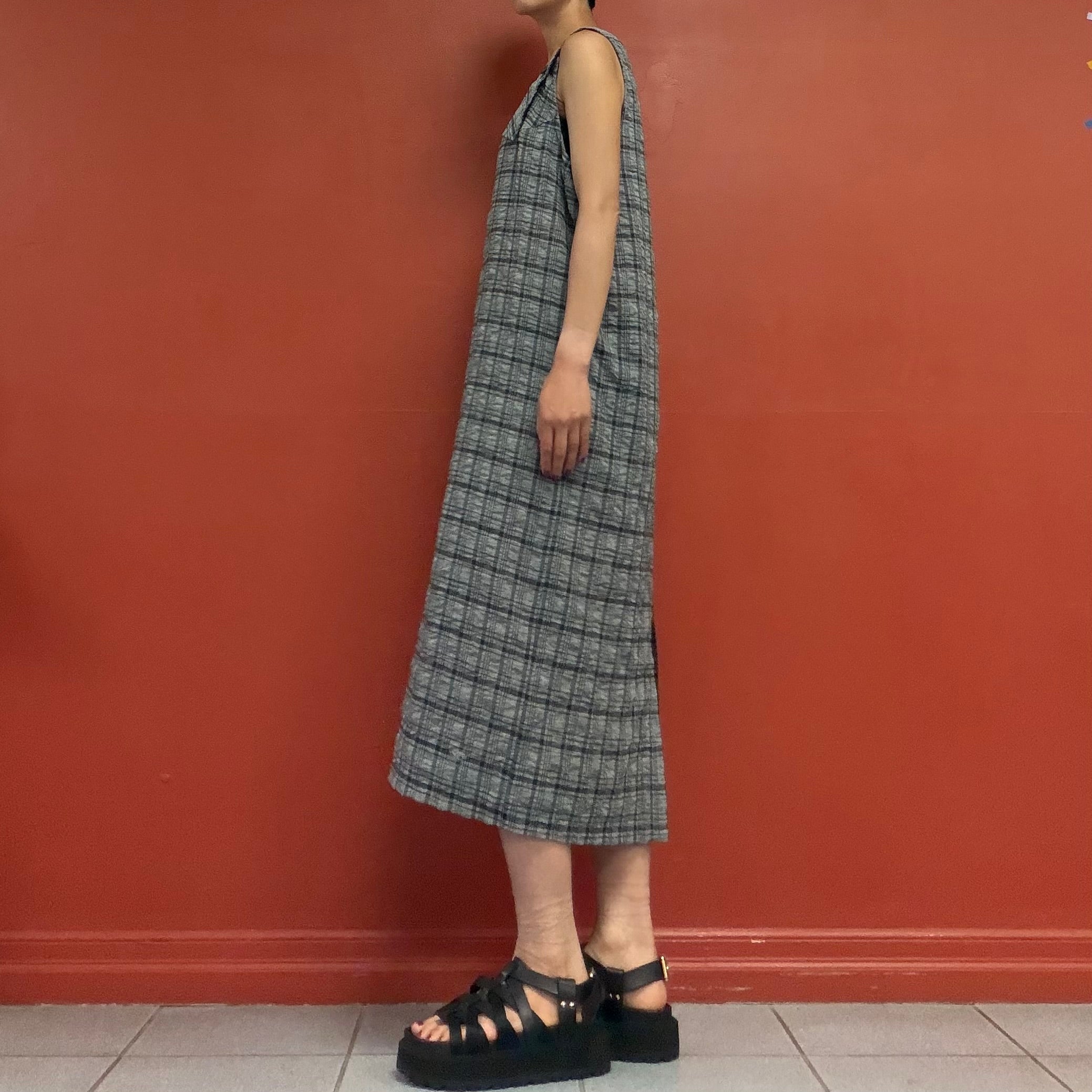 Check apron dress