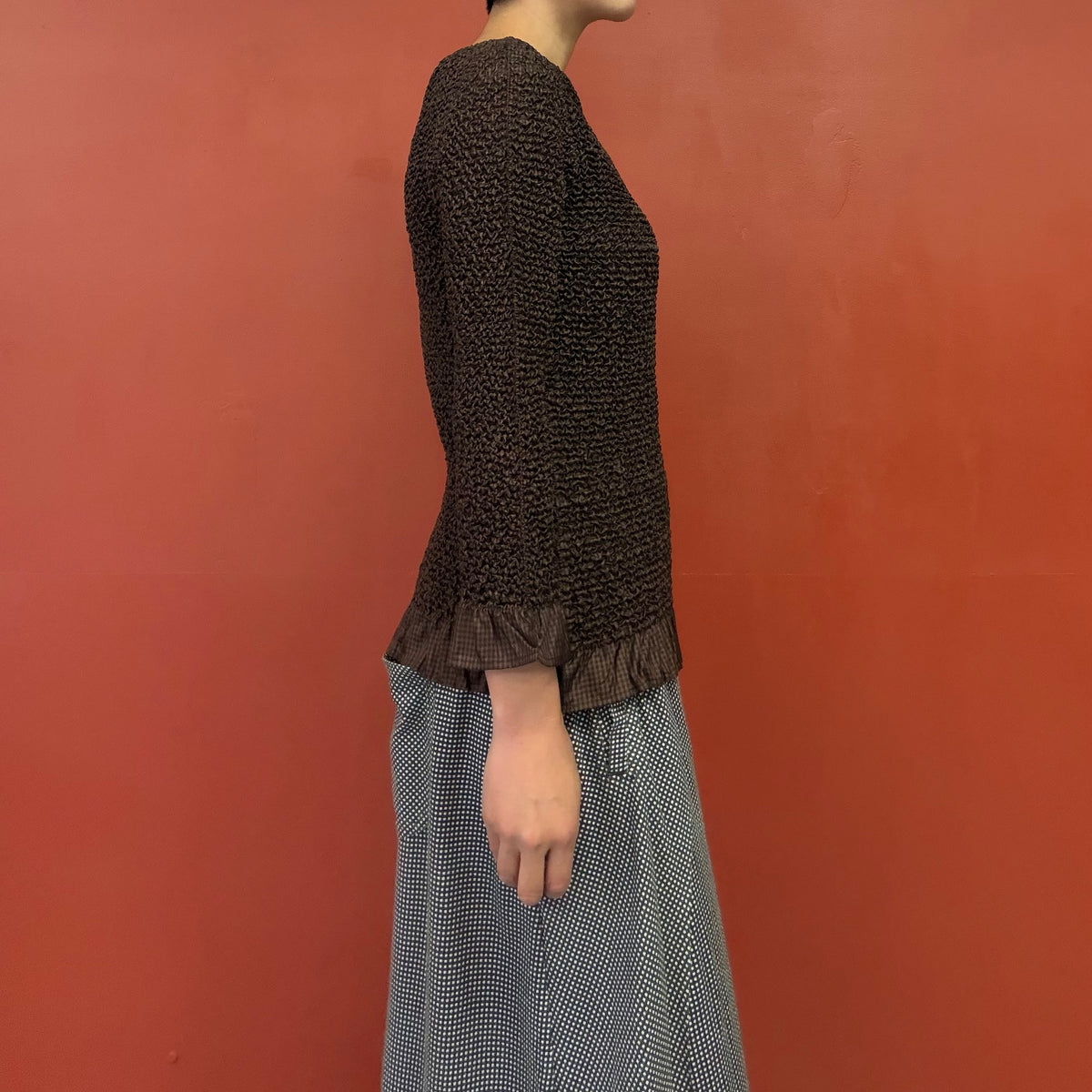 PEPLUM by YOSHIKI HISHINUMA gingham check top