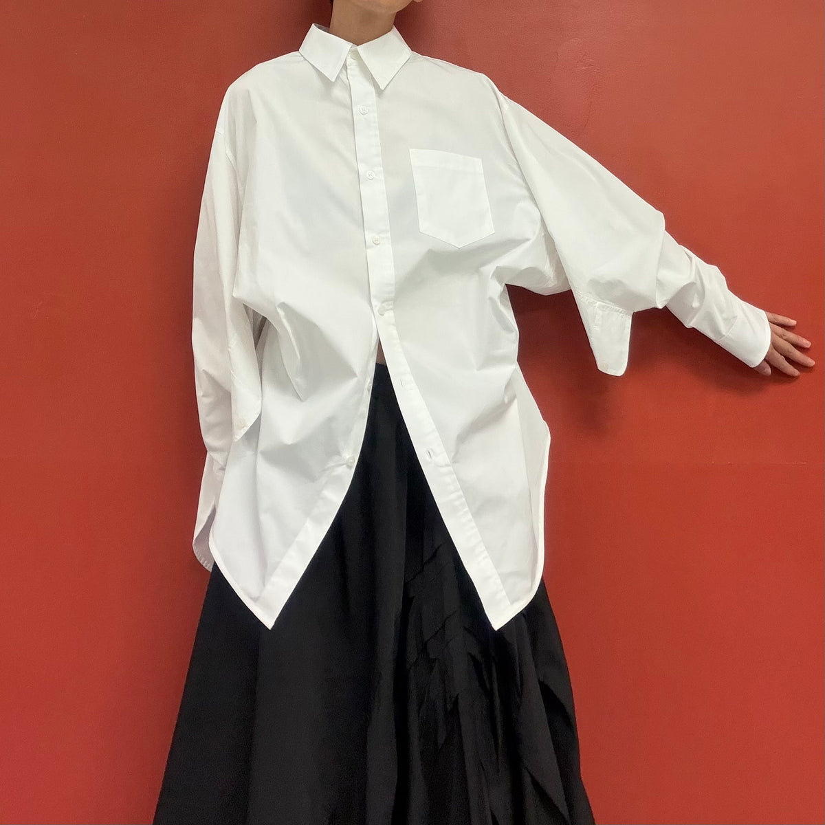 Split sleeve white shirt
