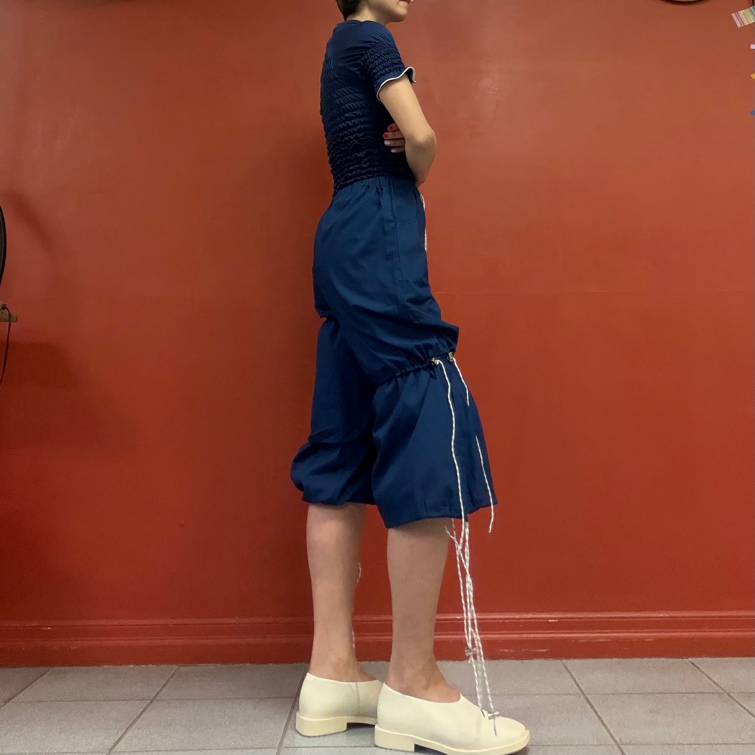 AFTERHOMEWORK drawcord tiered shorts