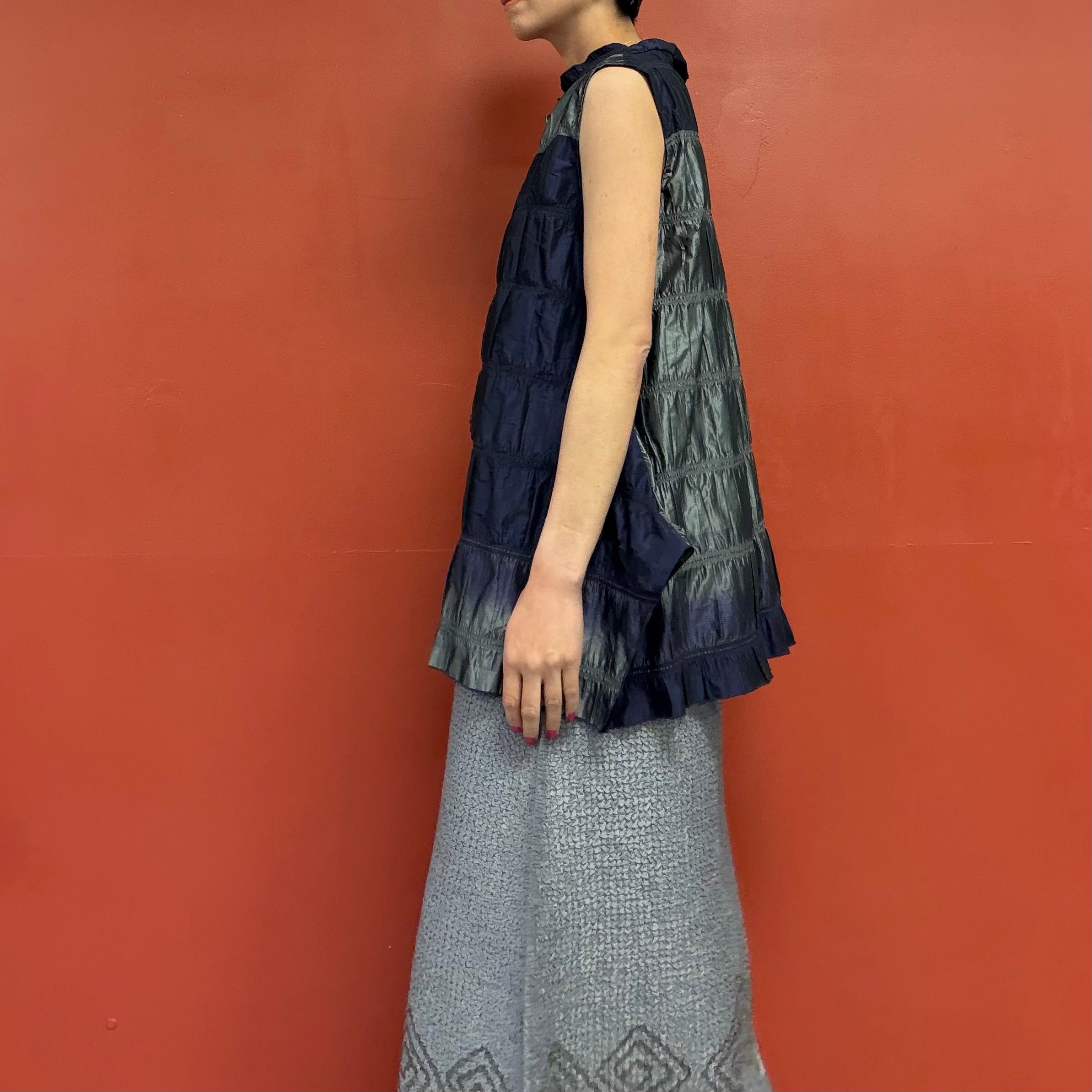 Pleated button up vest