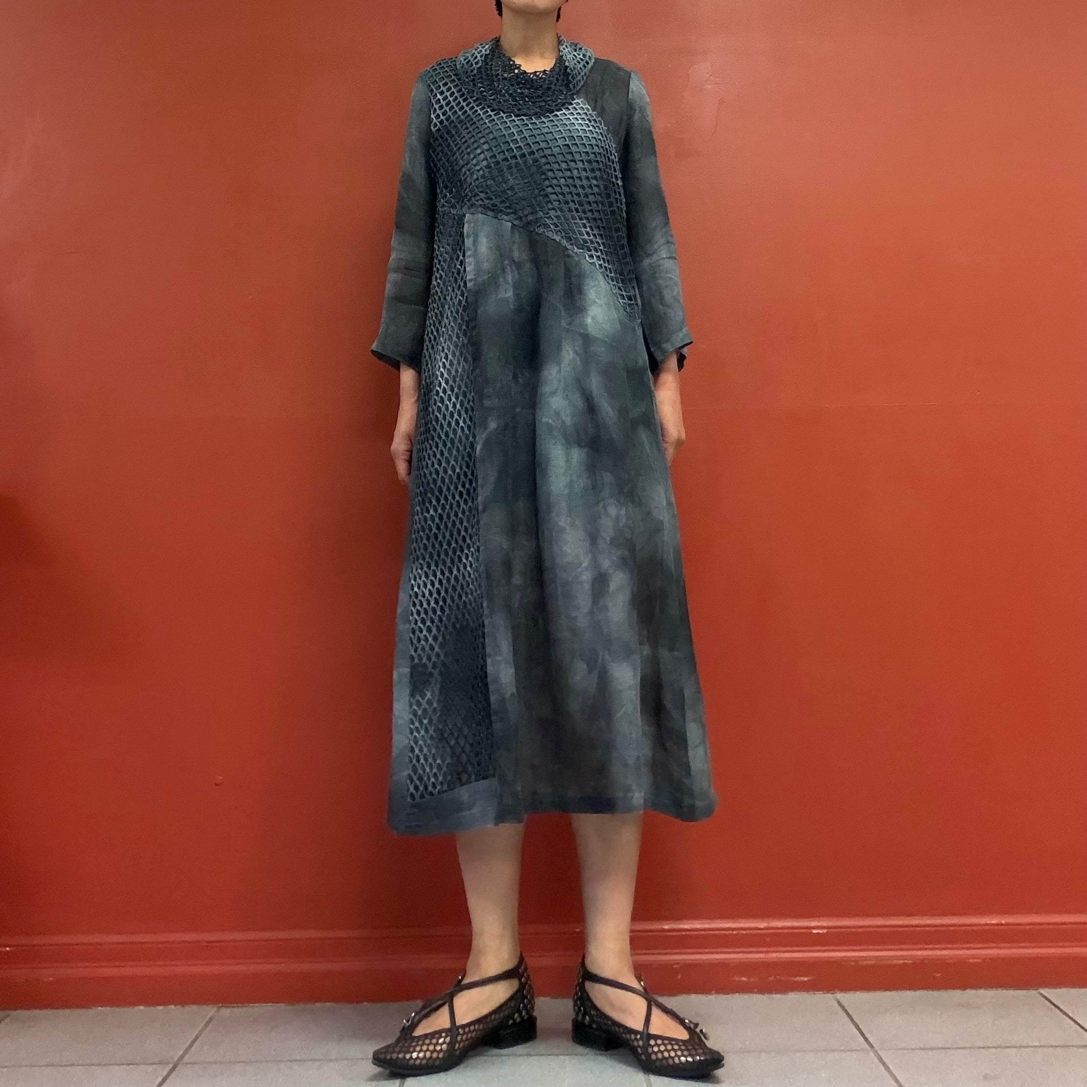 Sheer tie dye linen dress
