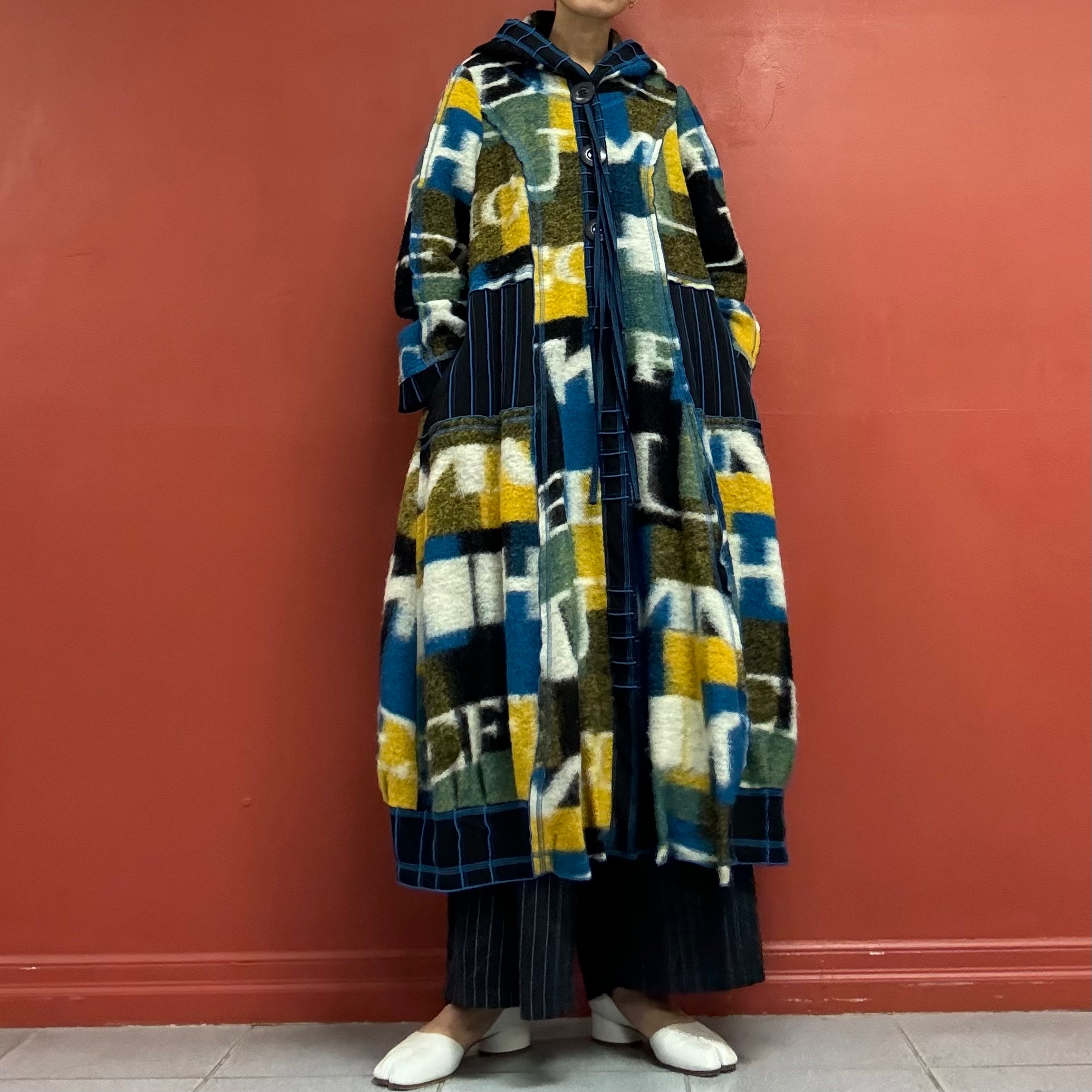 90s00s light weight cocoon wool long jacket