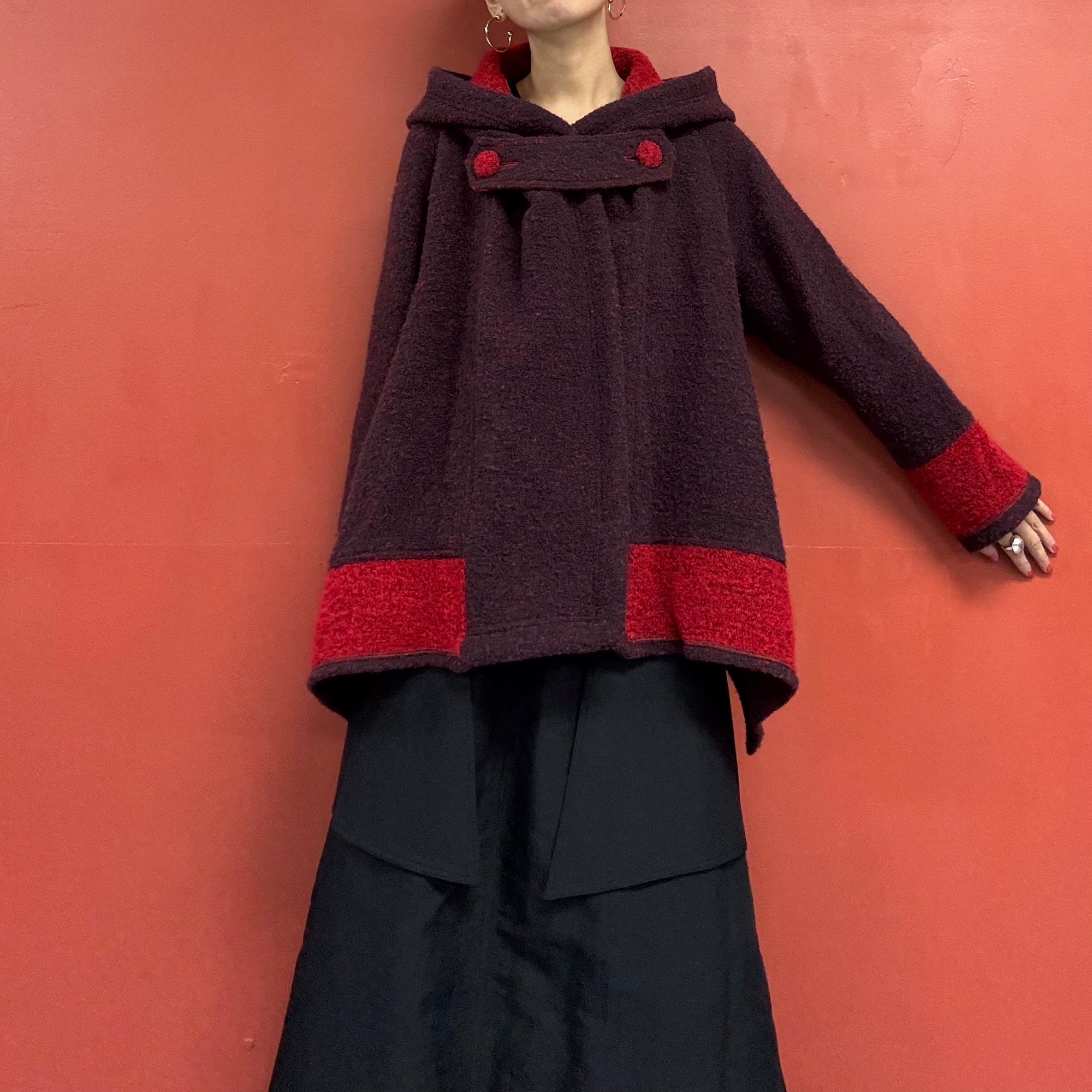 Asymmetry wool knit Jacket