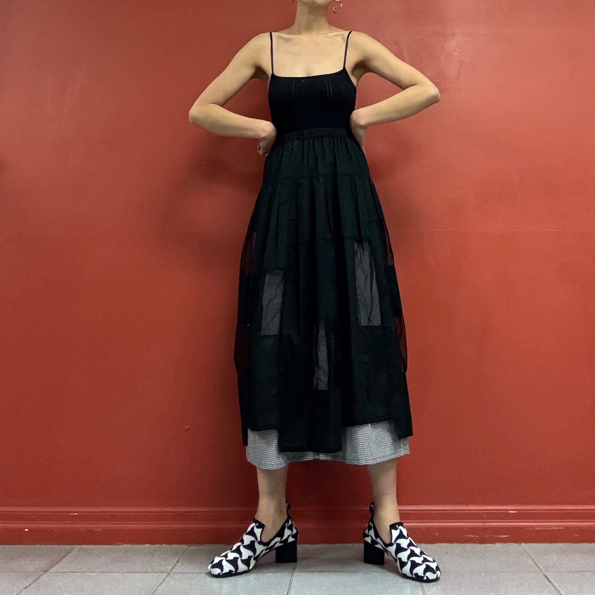 Gingham Check Layered Skirt